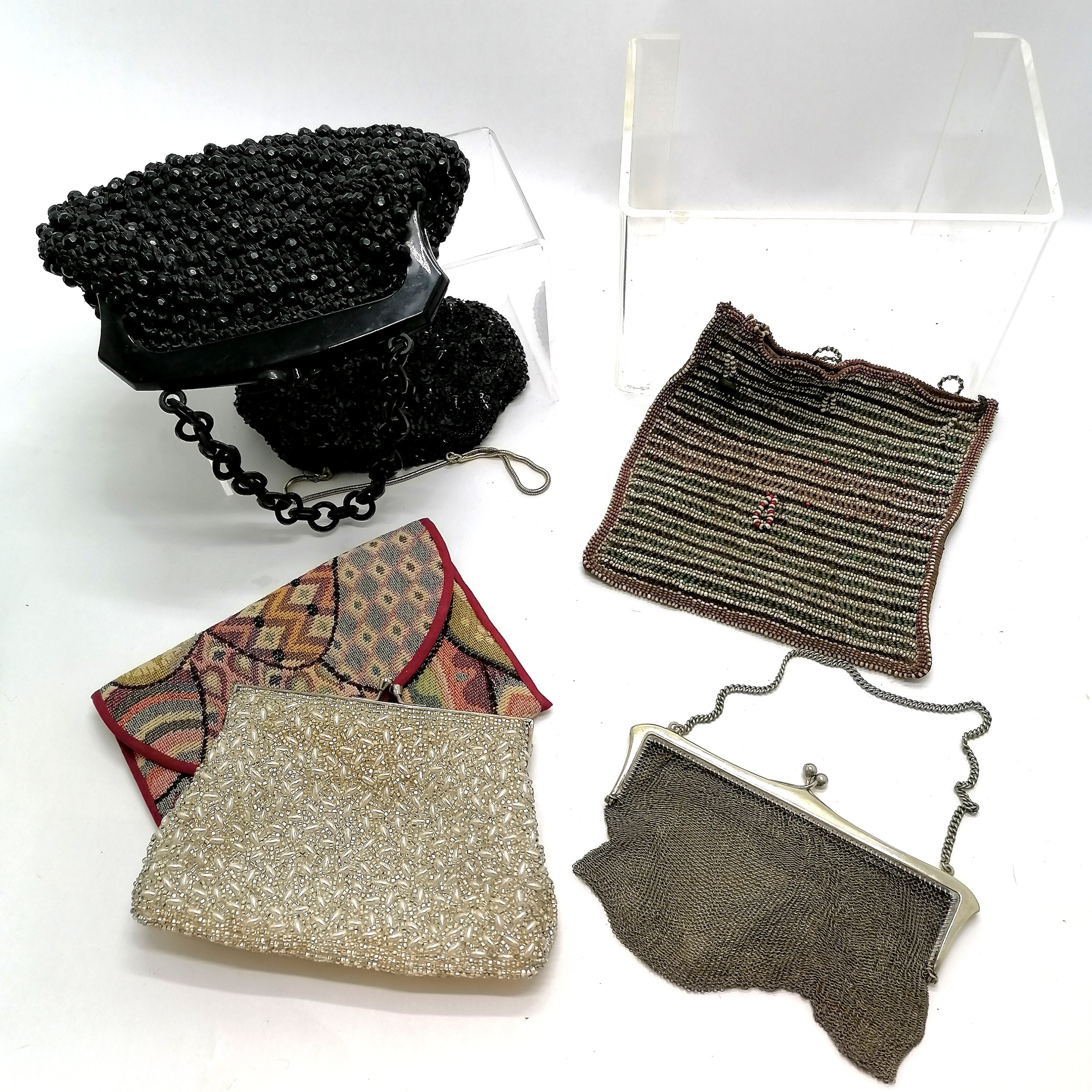 6 x vintage handbags / purses inc an ethnic beadwork (20cm square with some losses) ~ all have - Image 4 of 4
