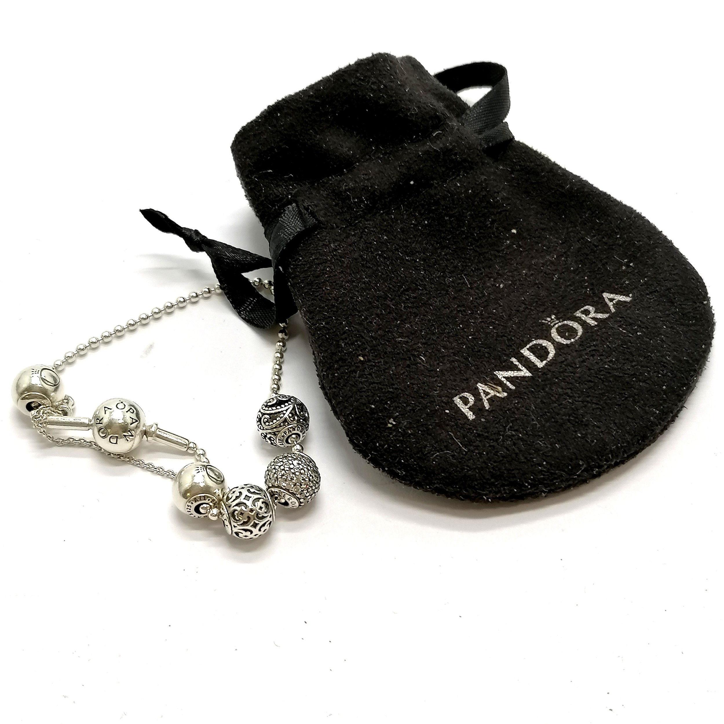 Pandora silver bracelet with 5 Pandora beads - 15.6g - SOLD ON BEHALF OF THE NEW BREAST CANCER - Image 2 of 2