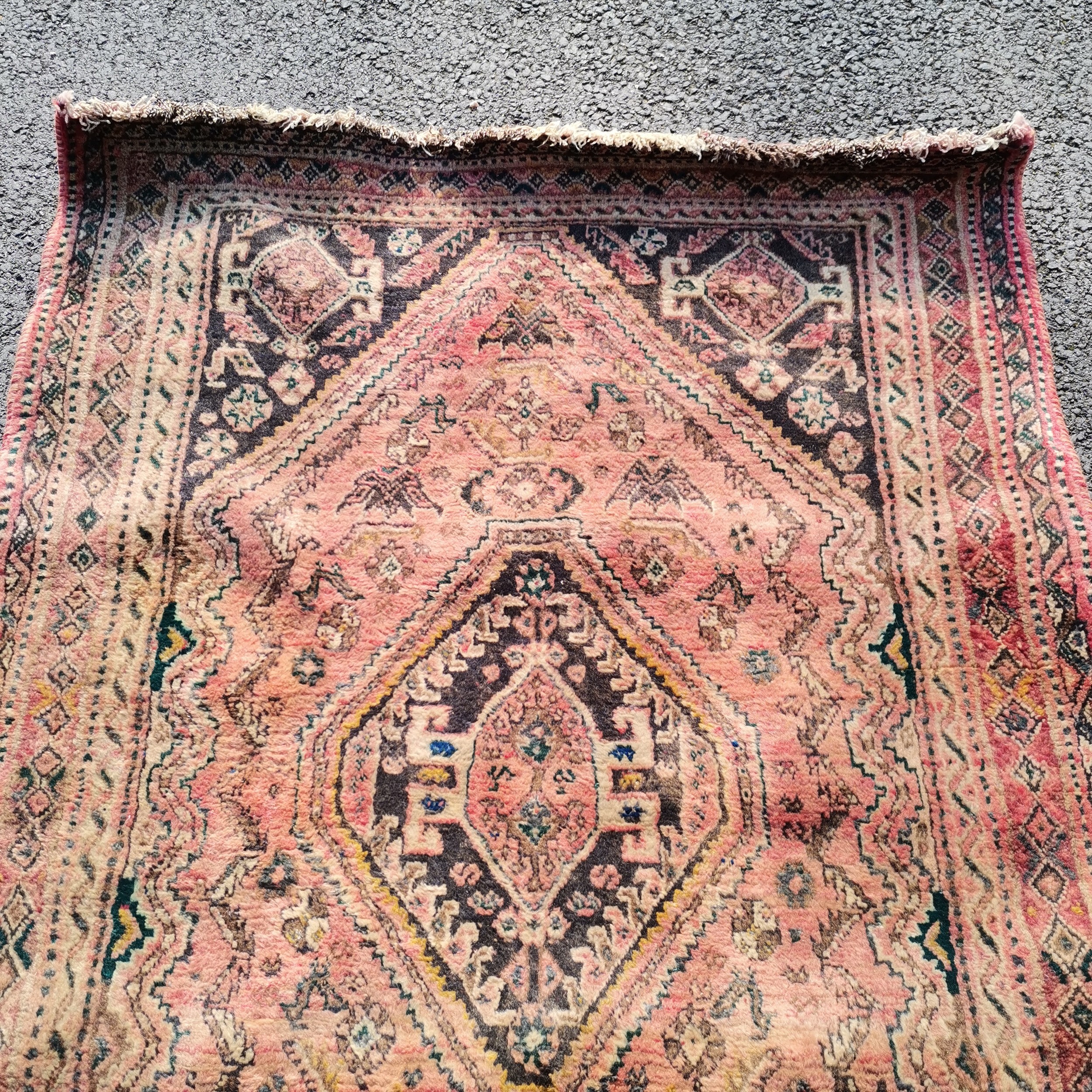 Pink wool grounded rug ~ 172cm x 118cm - no obvious signs of damage, slight creasings - Image 3 of 3