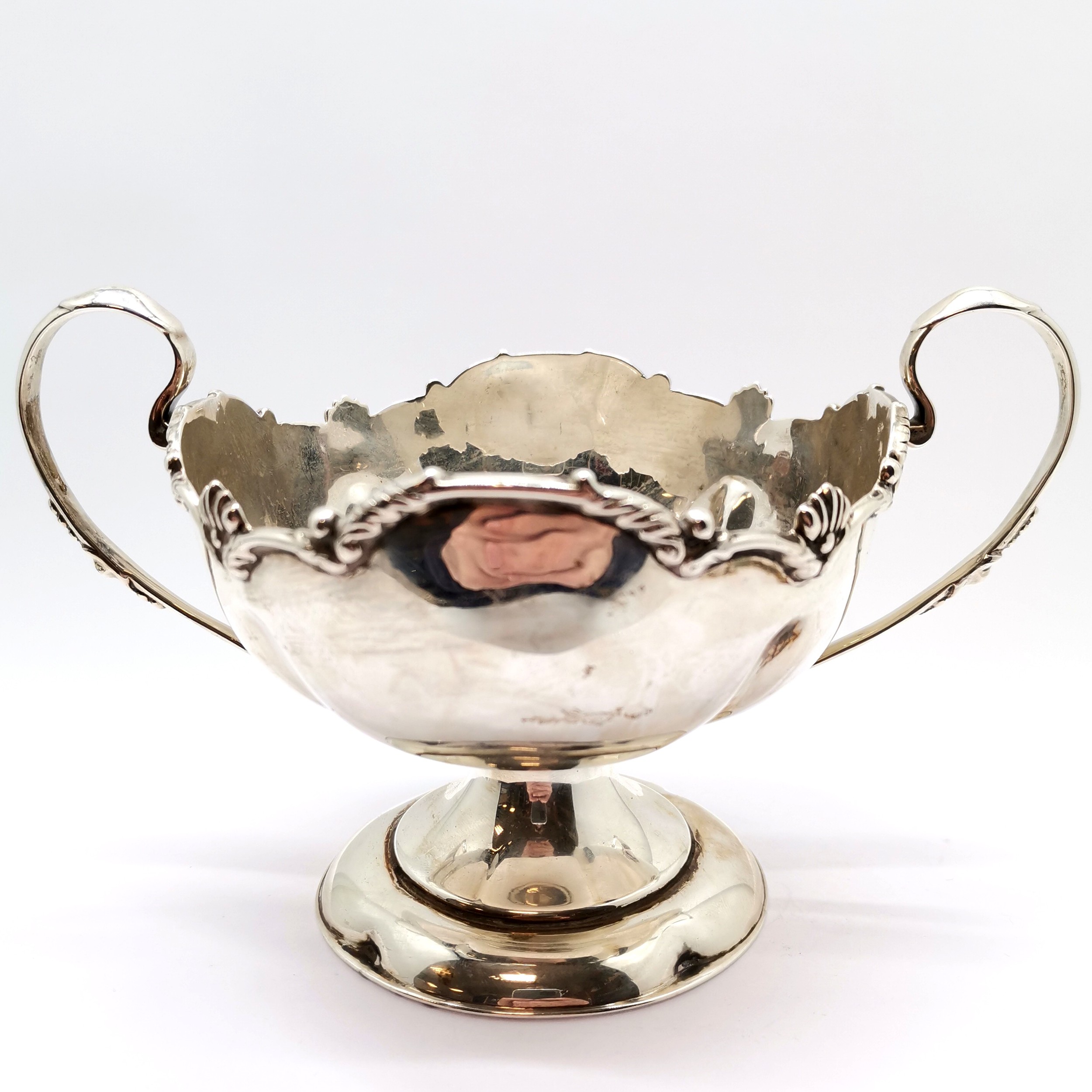 1909 Josiah Williams & Co silver trophy with etching along the rim ~ 204g & 12cm diameter - slight - Image 2 of 4