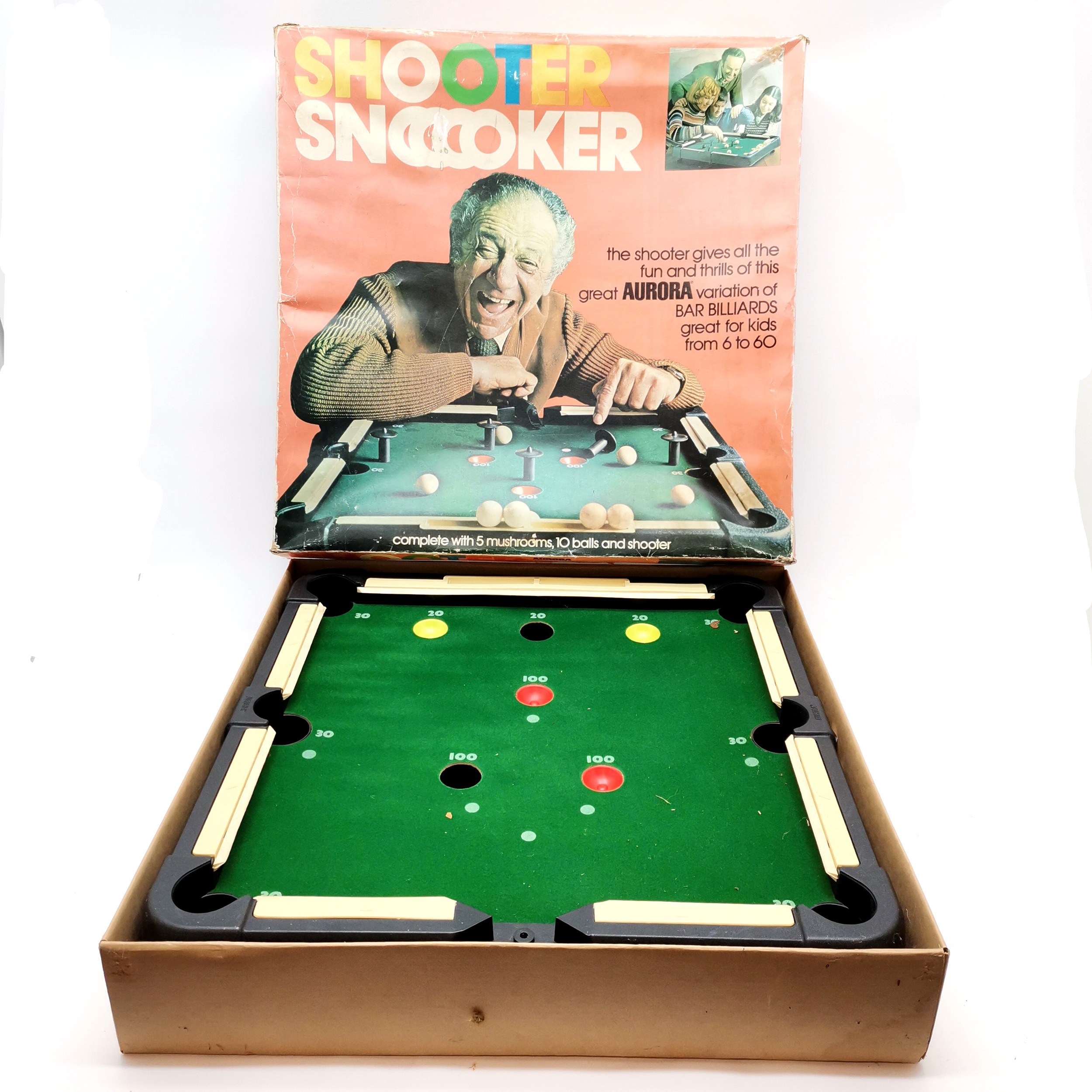 Sid James boxed Aurora Shooter Snooker - box 61cm square and has wear