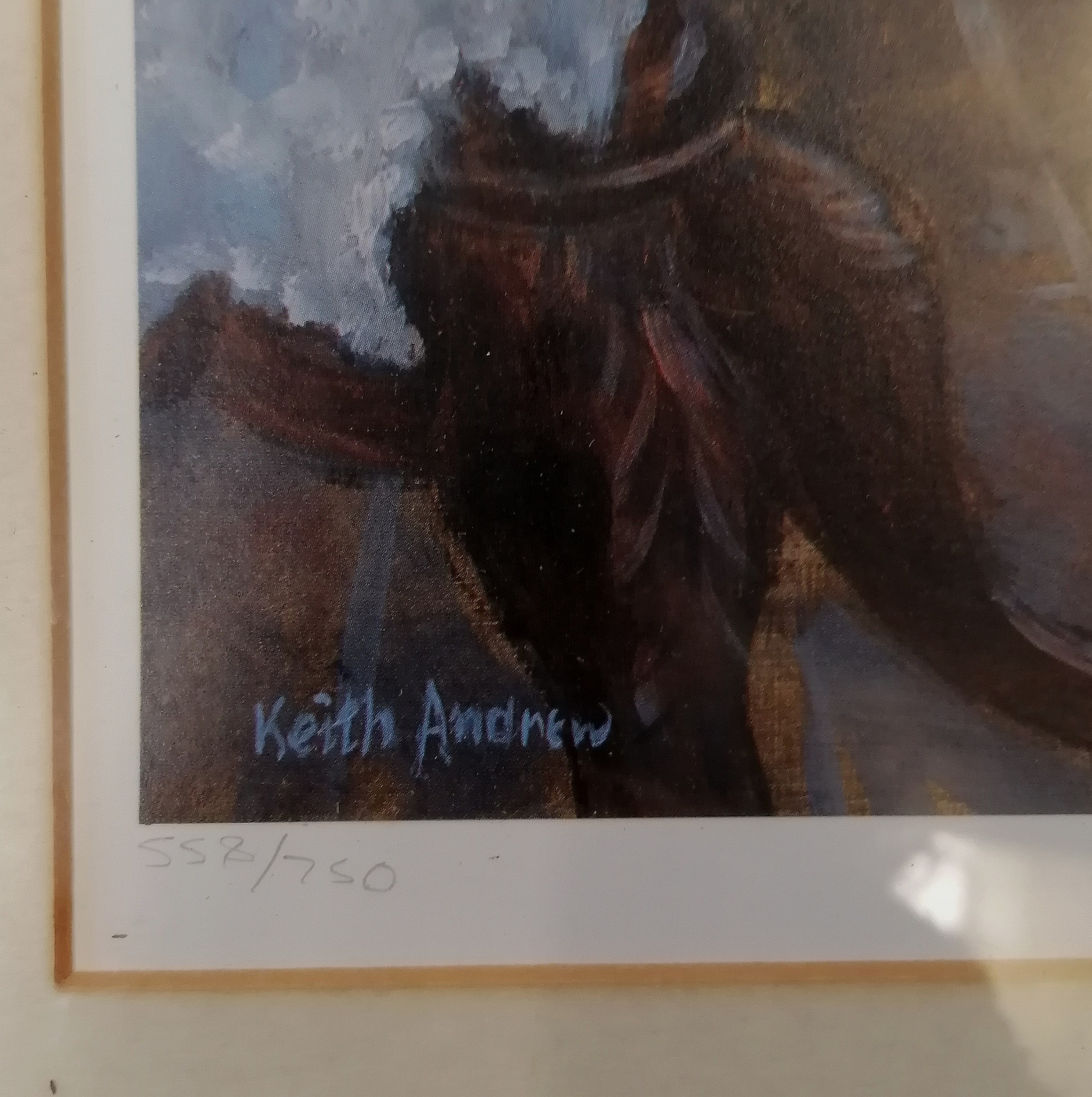 1987 Keith Andrew signed print of a rustic kitchen - frame 74cm x 57cm ~ slight marks to frame - Image 2 of 3