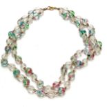 Double strand of crystal beads with rolled gold clasp - 40cm