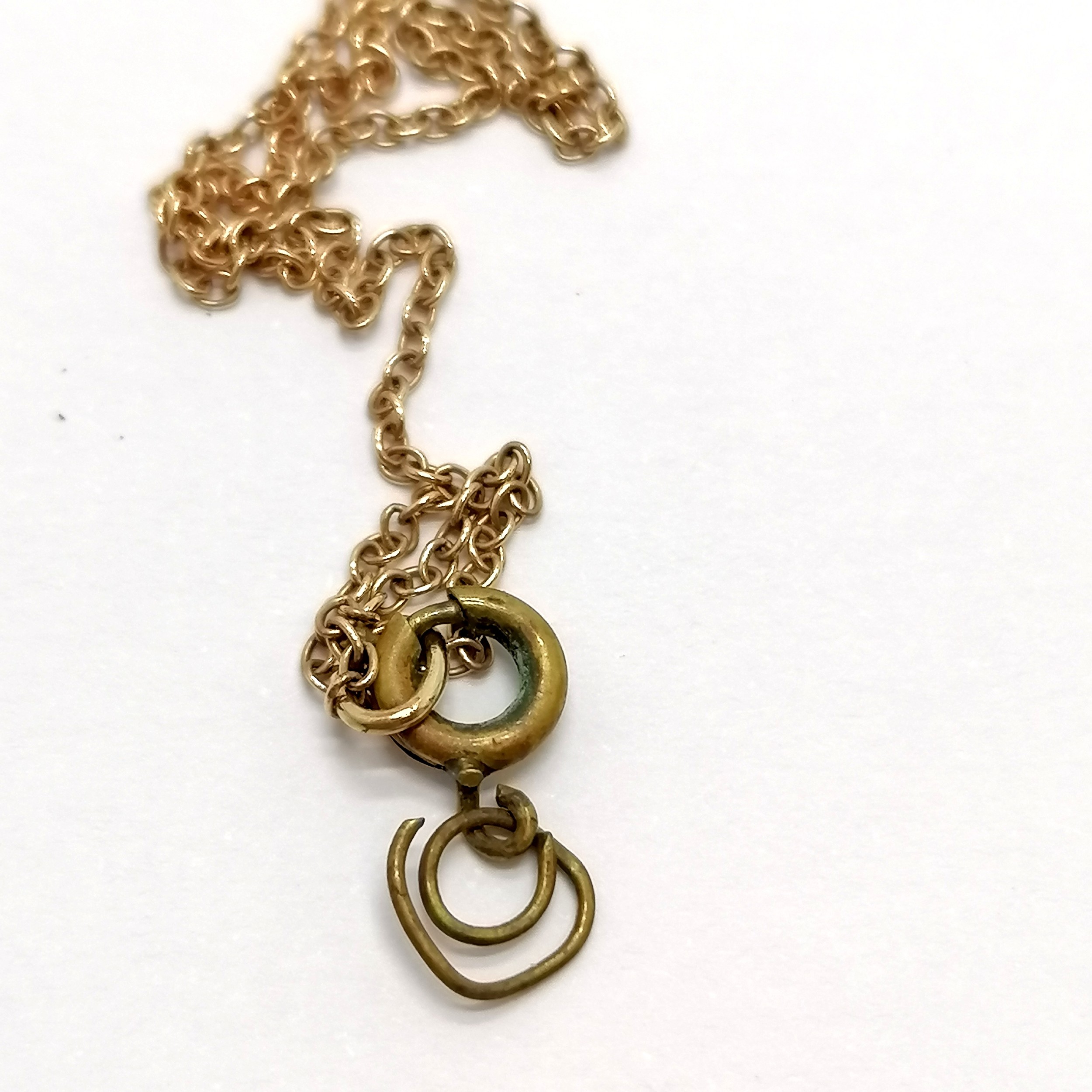 Antique unmarked gold blue & white stone set pendant (3cm drop) on an a/f gold neckchain with - Image 2 of 3