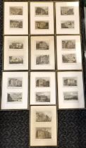 Set of 10 framed engravings of assorted famous buildings in London, to include, Apsley House, Hyde