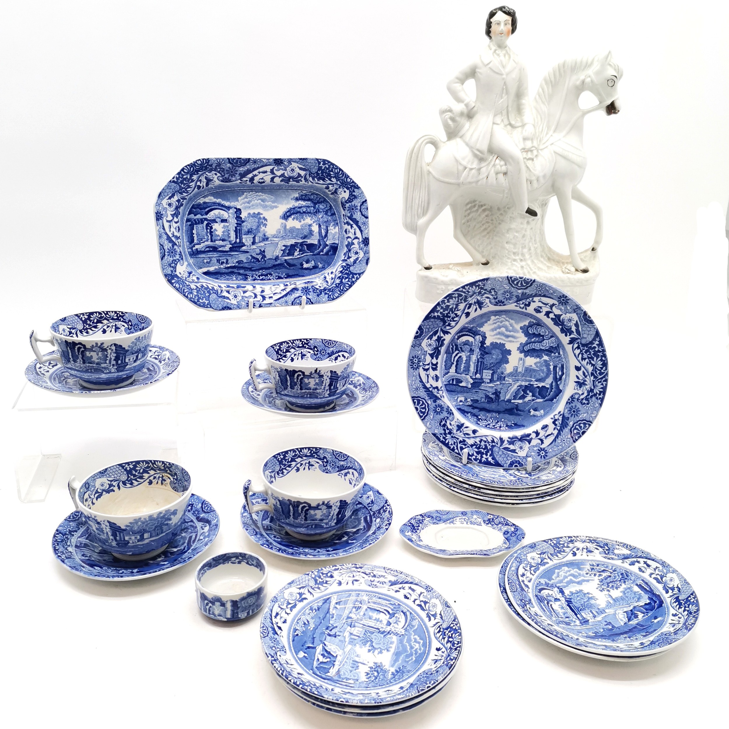 Qty of Spode Italian teaware comprising sandwich plate, tea plates (24cm x 6.5cm) etc - signs of use