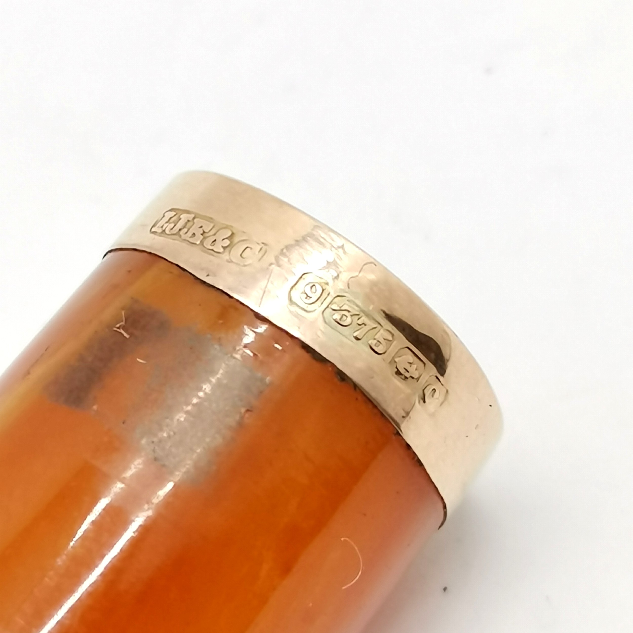 1902 silver hallmarked case with gilded interior t/w amber & 9ct gold hallmarked rim cheroot cigar - Image 5 of 5
