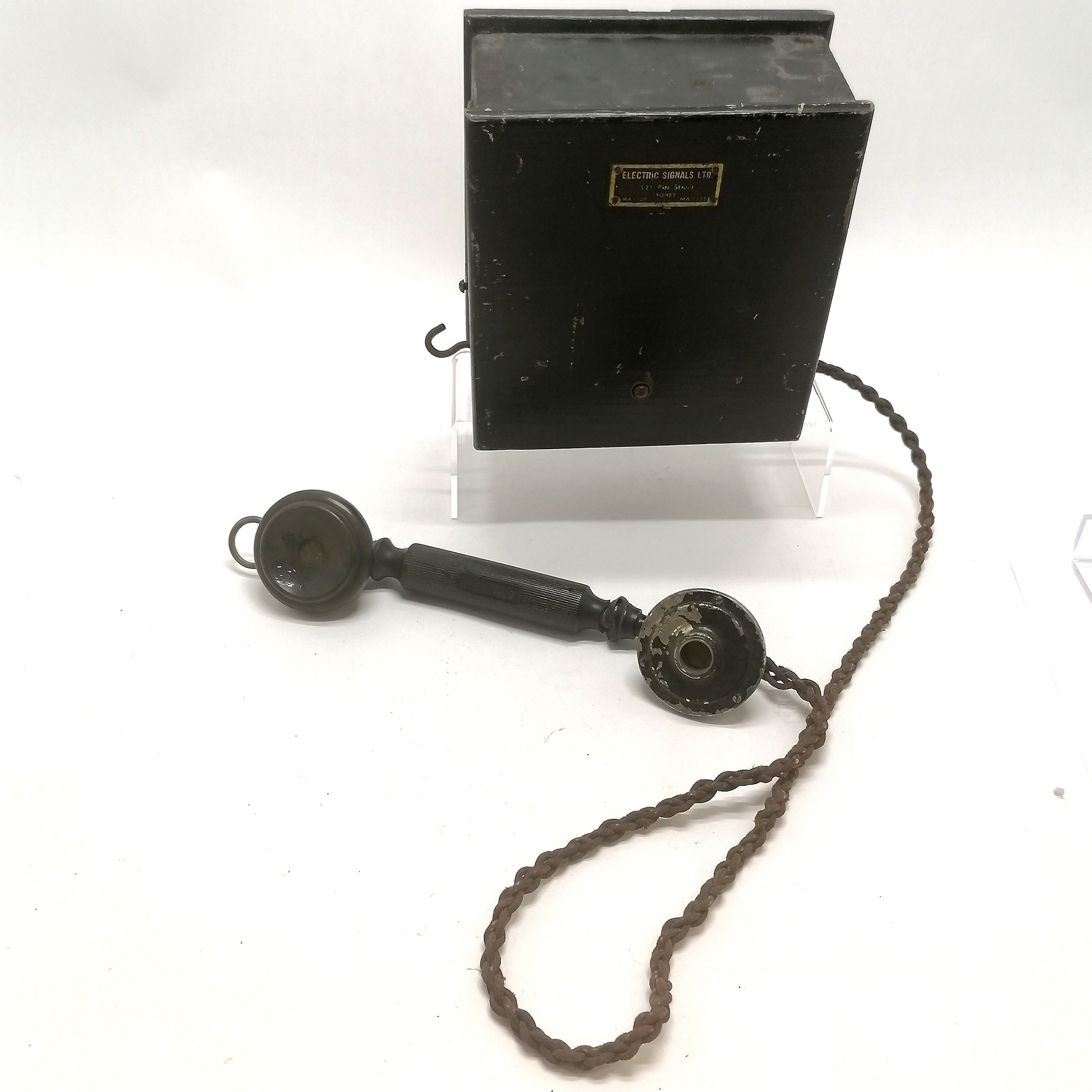 Electric Signals Ltd, Sydney railway telephone with morse code button to front - receiver length
