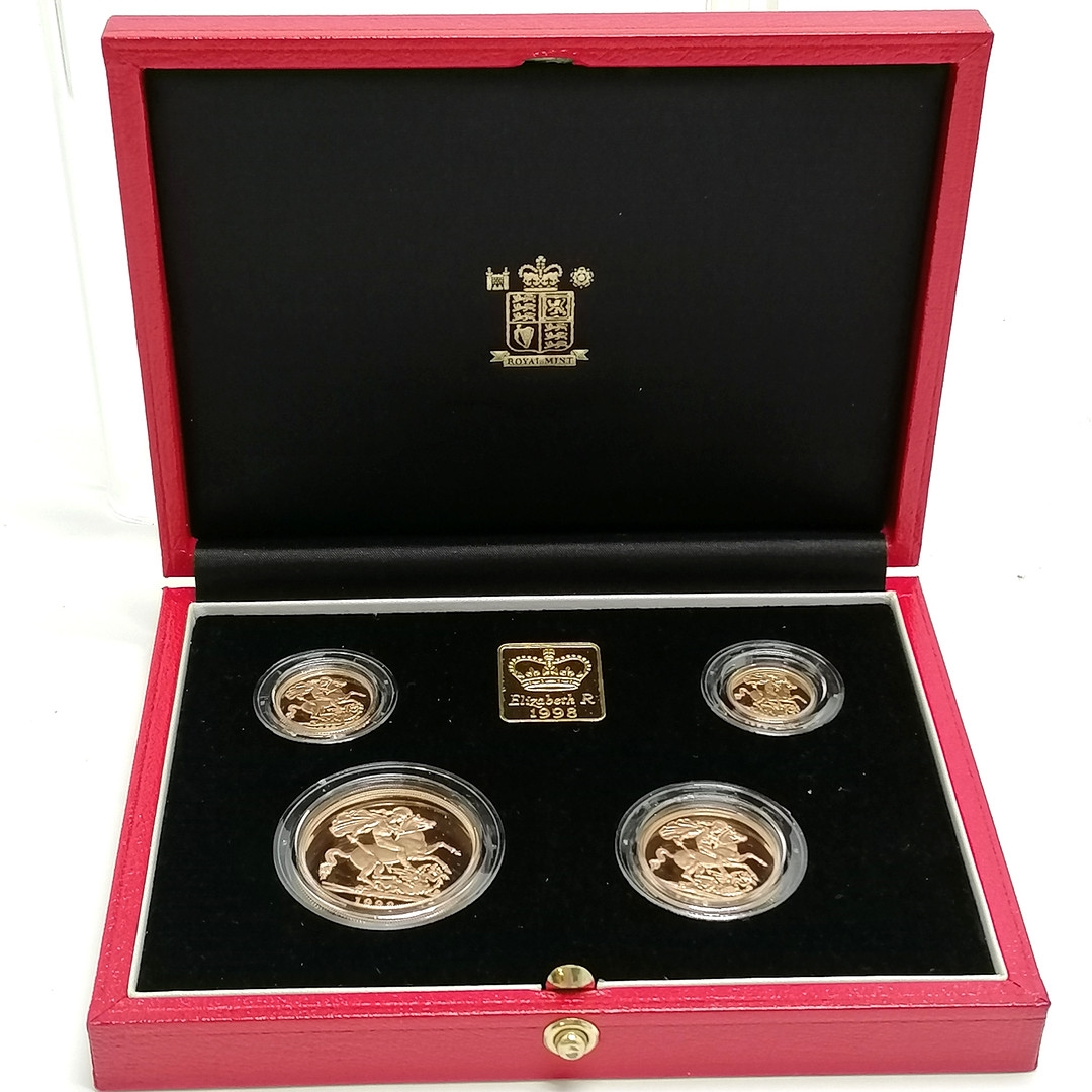 1998 UK gold proof sovereign four coin collection in original case with certificate ~ only 1500 were - Image 2 of 3