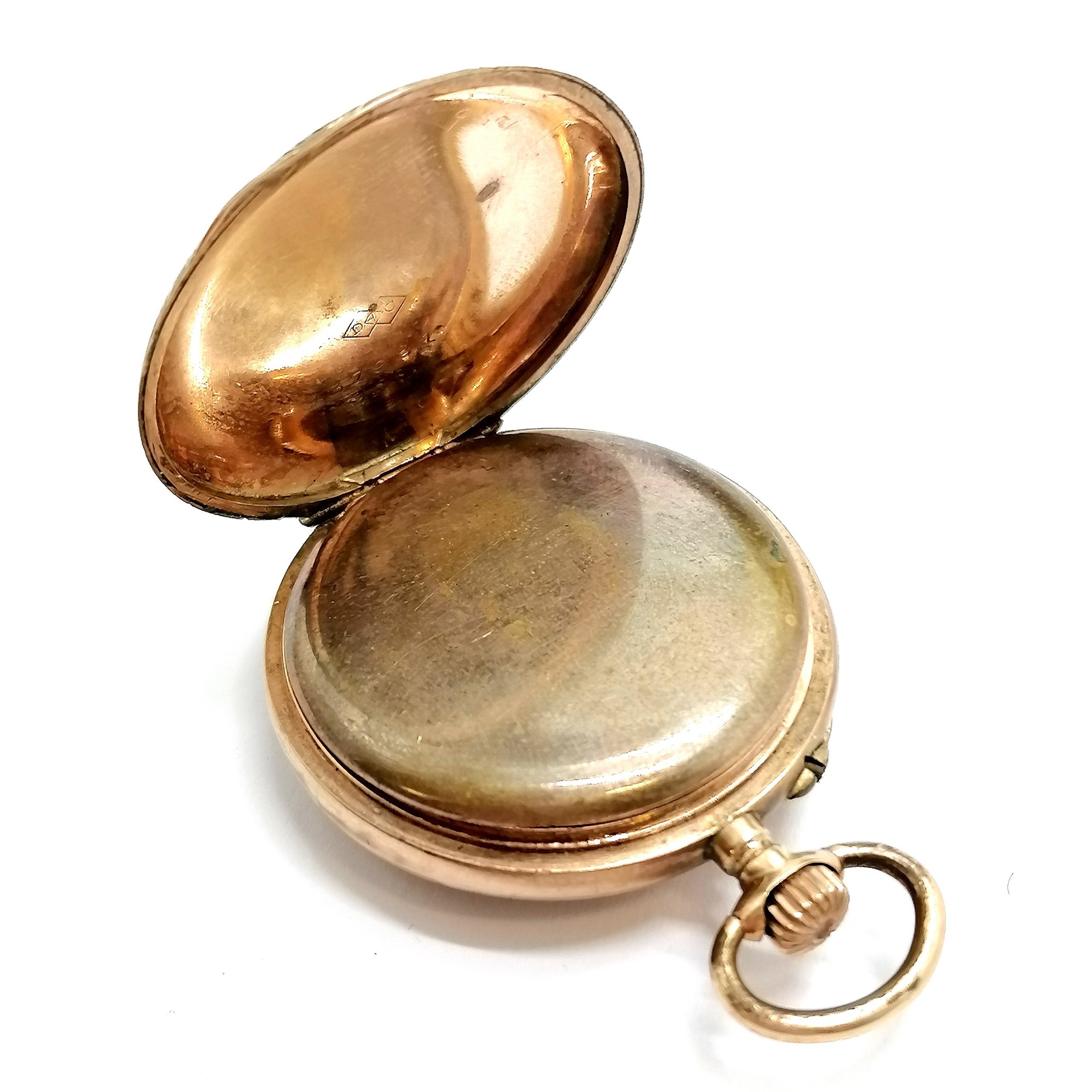 Antique unmarked gold outer cased fob watch - 28mm case in original antique retail box for Alb - Image 6 of 7