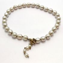 Miriam Haskell vintage faux pearl necklace with bird detail to clasp - 42cm