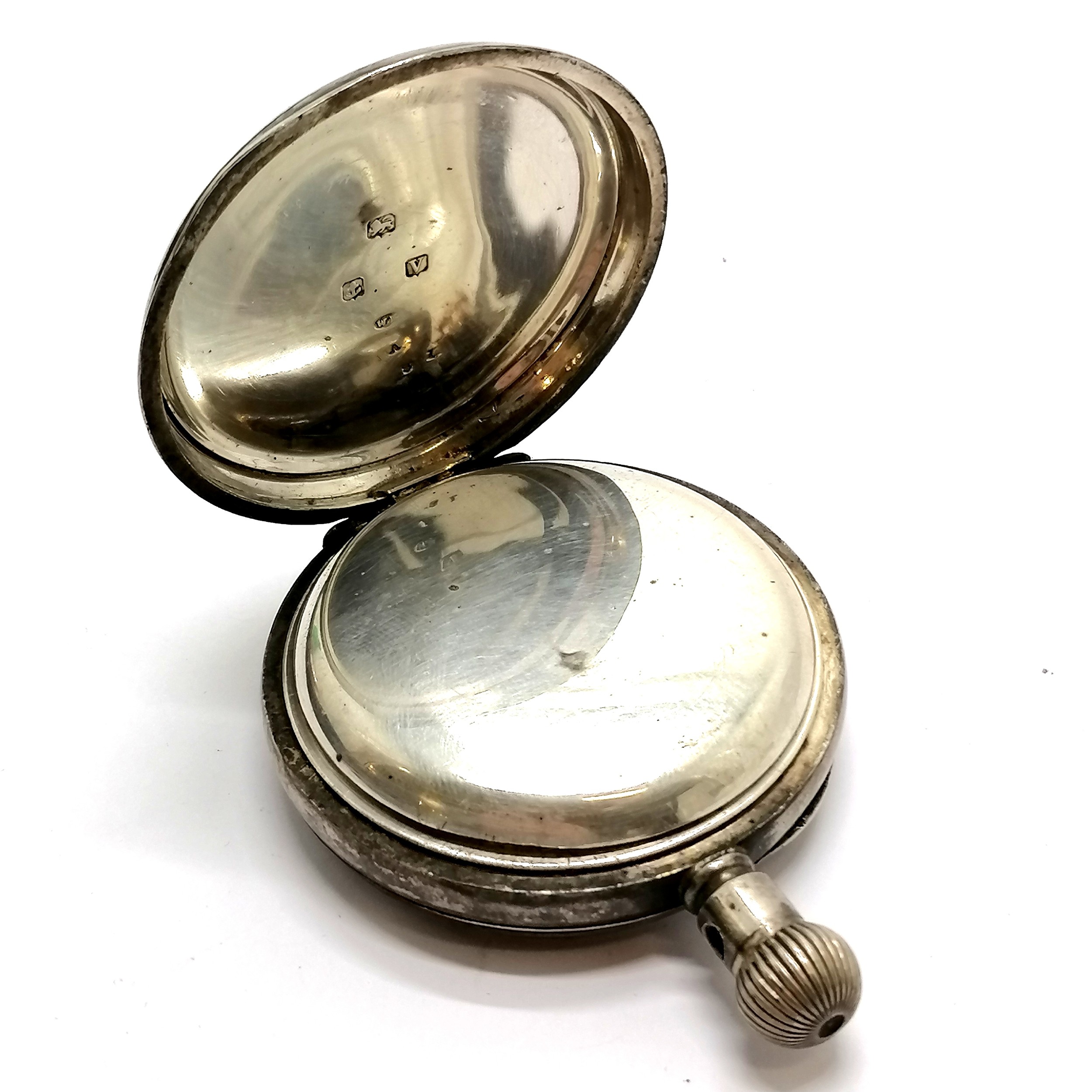 Antique Elgin silver cased large pocket watch - 5.4cm diameter & 154g total weight ~ lacks glass, - Image 2 of 3