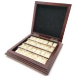 Dutch renaissance reproduction dominoes set in wooden case - 24cm x 23cm ~ some slight losses