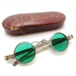 Unusual pair of antique silver marked green tinted double lens spectacles (with no obvious damage)