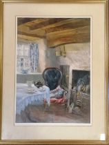 1987 Keith Andrew signed print of a rustic kitchen - frame 74cm x 57cm ~ slight marks to frame
