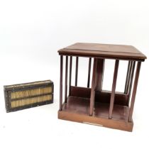 Antique mahogany inlaid bookstand by Frank Smythson 133 New Bond St London - 27cm square x 26cm high