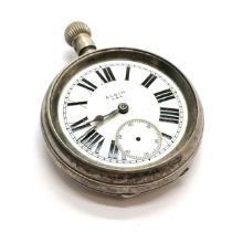 Antique Elgin silver cased large pocket watch - 5.4cm diameter & 154g total weight ~ lacks glass,