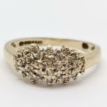 9ct hallmarked gold diamond cluster ring - size K & 2g total weight