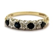 9ct hallmarked gold sapphire & diamond set ring - size P & 1.5g total weight - SOLD ON BEHALF OF THE