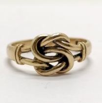 9ct hallmarked gold knot design ring - size N & 2.5g