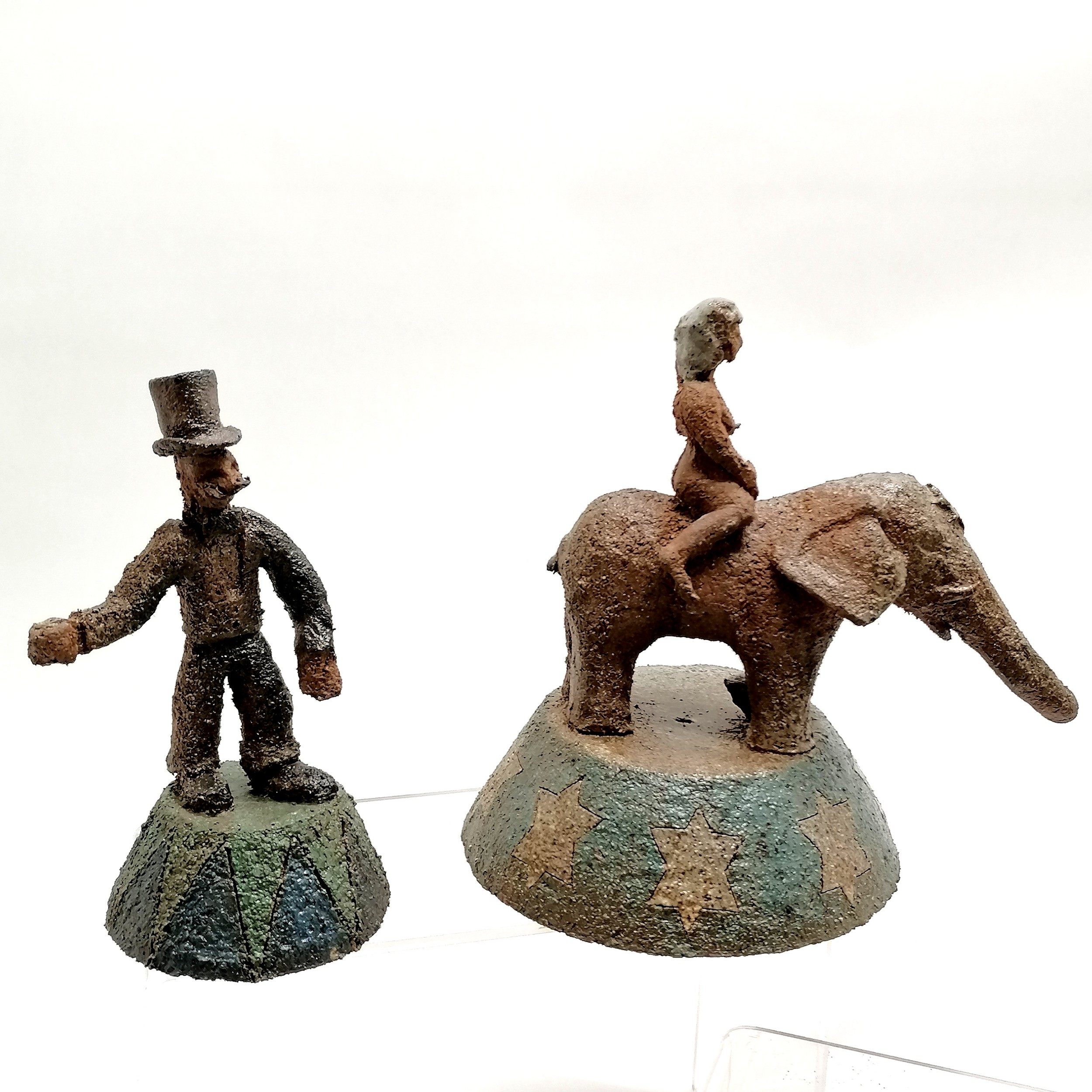 Quantity of studio pottery circus themed figures including 3 elephant figures 2 with riders and - Image 6 of 7