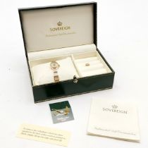 Sovereign ladies 9ct hallmarked gold ladies quartz wristwatch on 9ct gold bracelet (10.3g total