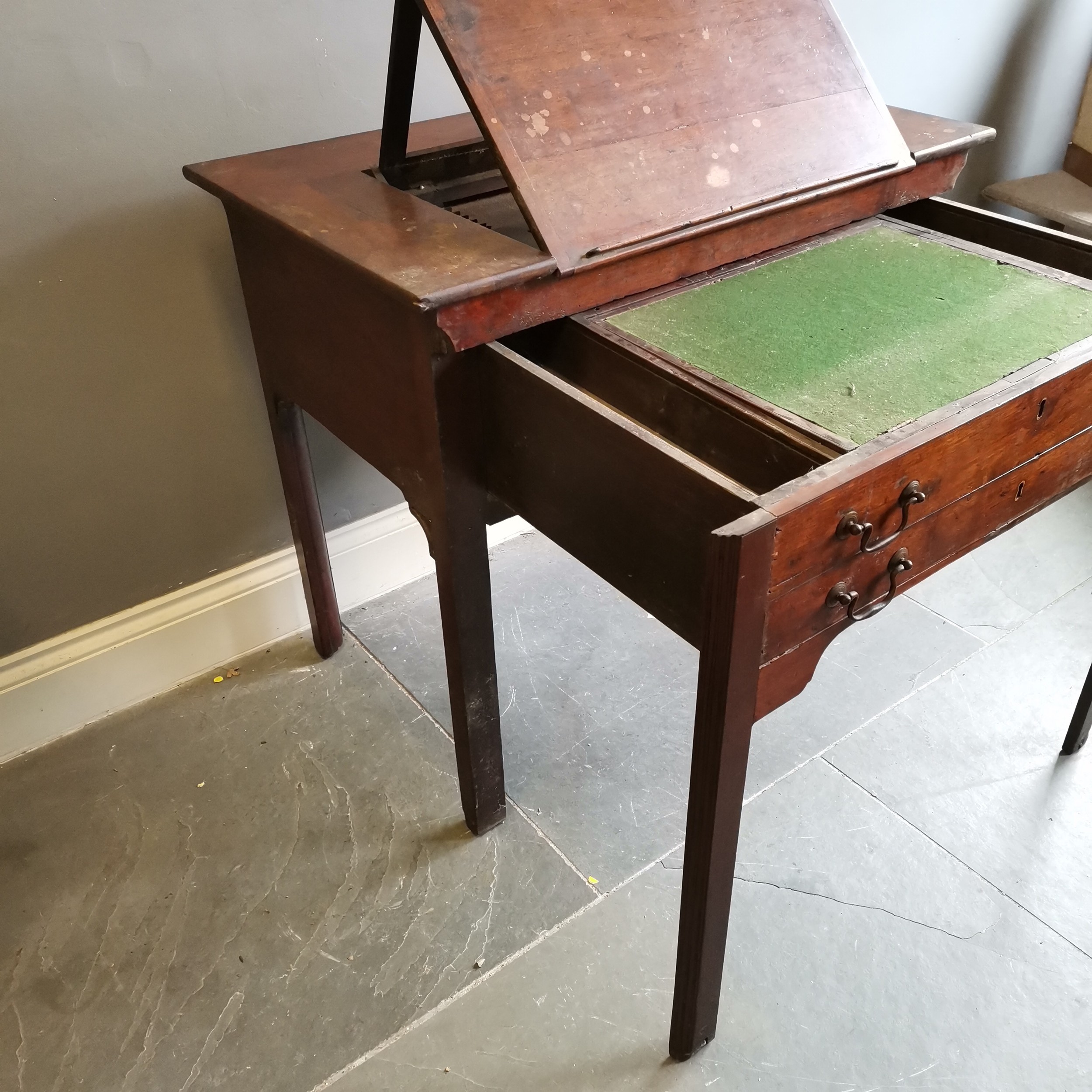 Antique mahogany Architects desk, fitted with reading stand, extending pull out front revealing - Image 4 of 5