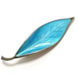 David Andersen silver enamel leaf brooch - 6.5cm ~ 1 small loss to enamel to tip