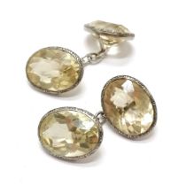 Unmarked silver citrine cufflinks - 10.7g total weight