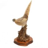 Wildtrack pheasant on a wooden base signed A B Hayman 44cm high - no obvious damage