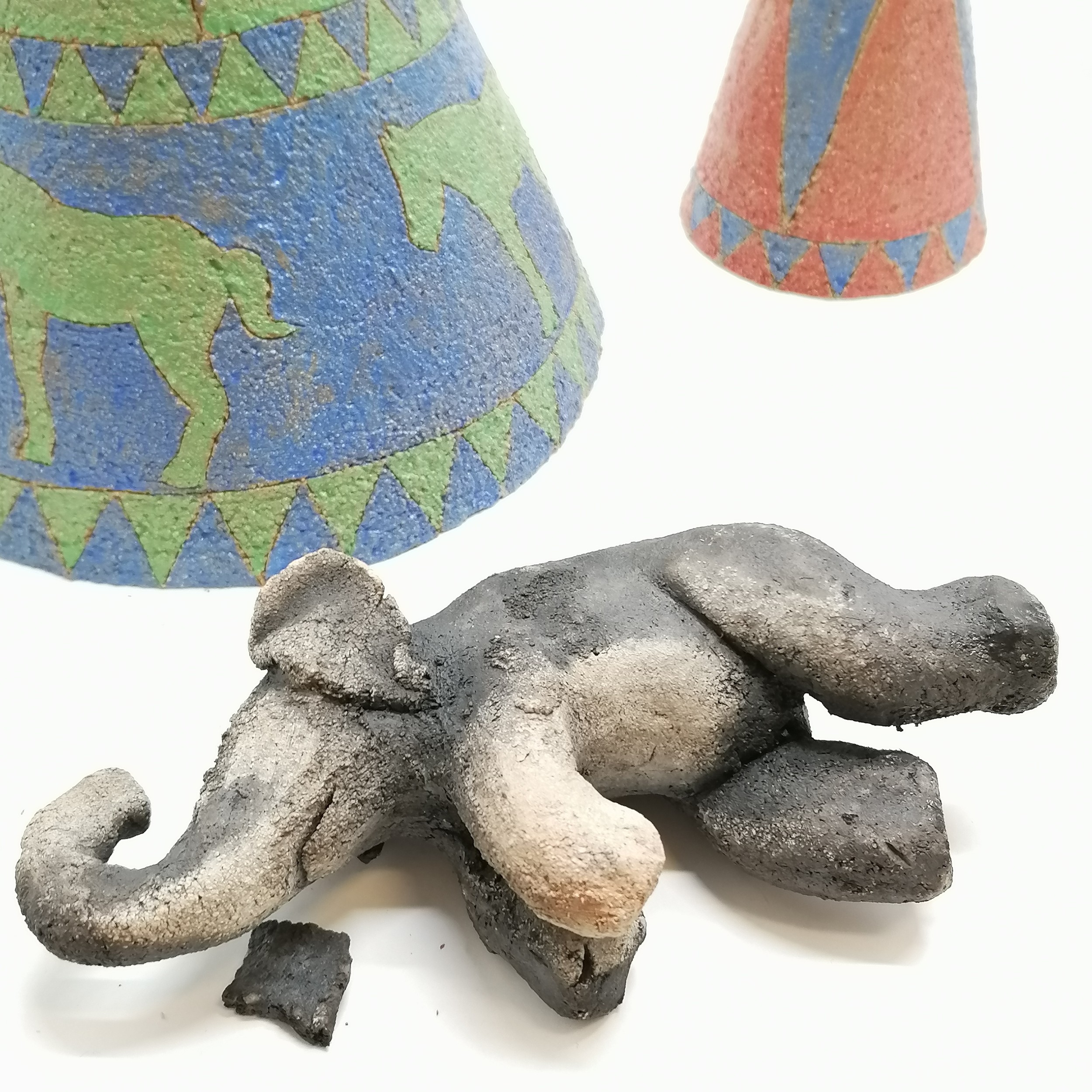 Quantity of studio pottery circus themed figures including 3 elephant figures 2 with riders and - Image 7 of 7