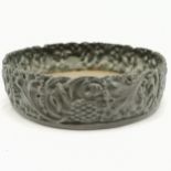 Bronze heavy cast shallow circular dish with grape vine cast detail - 23cm diameter x 6.5cm high &