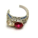 Platinum stone set ring inc 6mm synthetic ruby - total weight 5.1g & as found