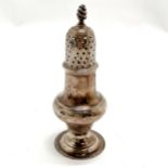 1778 silver caster with cross hatched decoration to top - 13cm high & 78g with some dents