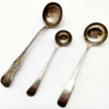 3 Antique silver ladles inc 1811 Edinburgh hallmarked - 2 have dedications - 60g total weight of lot