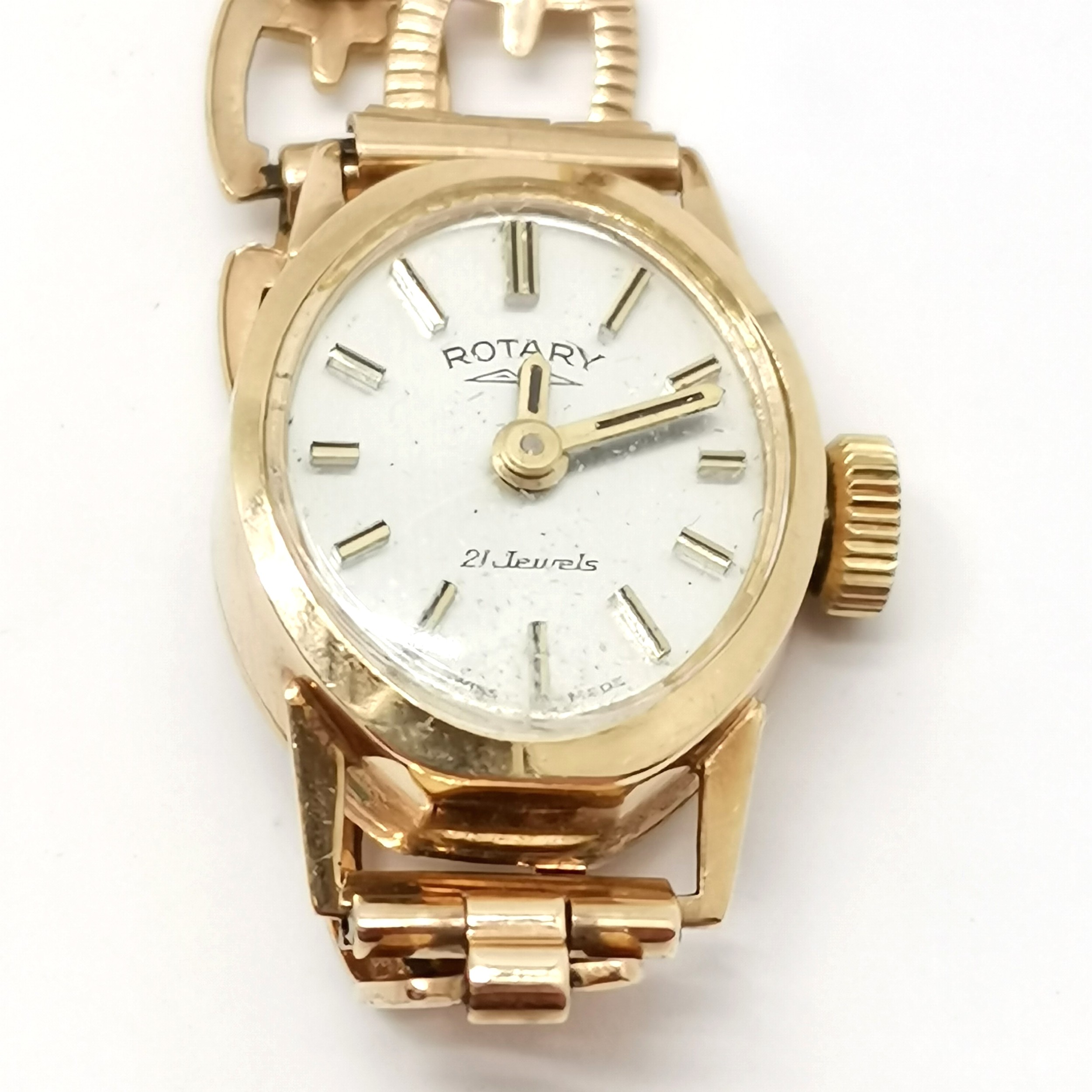 Rotary 9ct hallmarked gold ladies manual wind wristwatch with 9ct marked gold bracelet - 10.9g total - Image 2 of 3