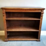 Vintage mahogany bookcase fitted with 2 adjustable shelves, with reeded column decoration, 118cm