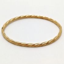 9ct hallmarked gold rope twist bangle with extending white gold mechanism - 4.5g - SOLD ON BEHALF OF