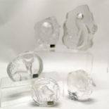 5 Mats Jonasson lead crystal animal displays tallest otter 17cm high, including owl, deer,