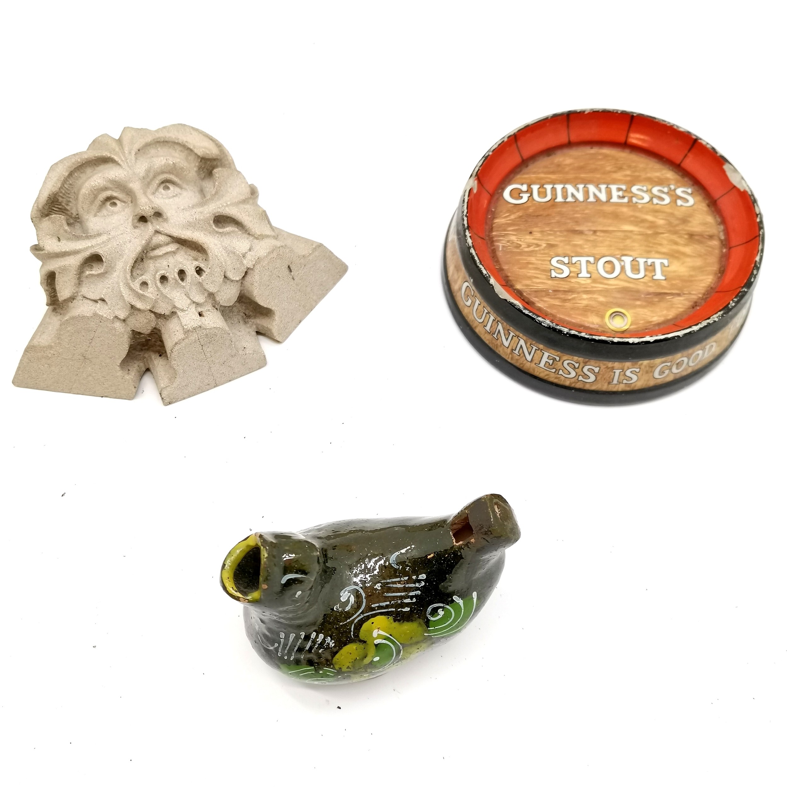 Qty of oddments inc Guinness's stout ashtray by Mintons, occarina, flatback Staffordshire figure ( - Image 2 of 5