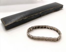 Antique 935 silver paste set bracelet (17.5cm long & 23g total weight & has 2 stones missing) in