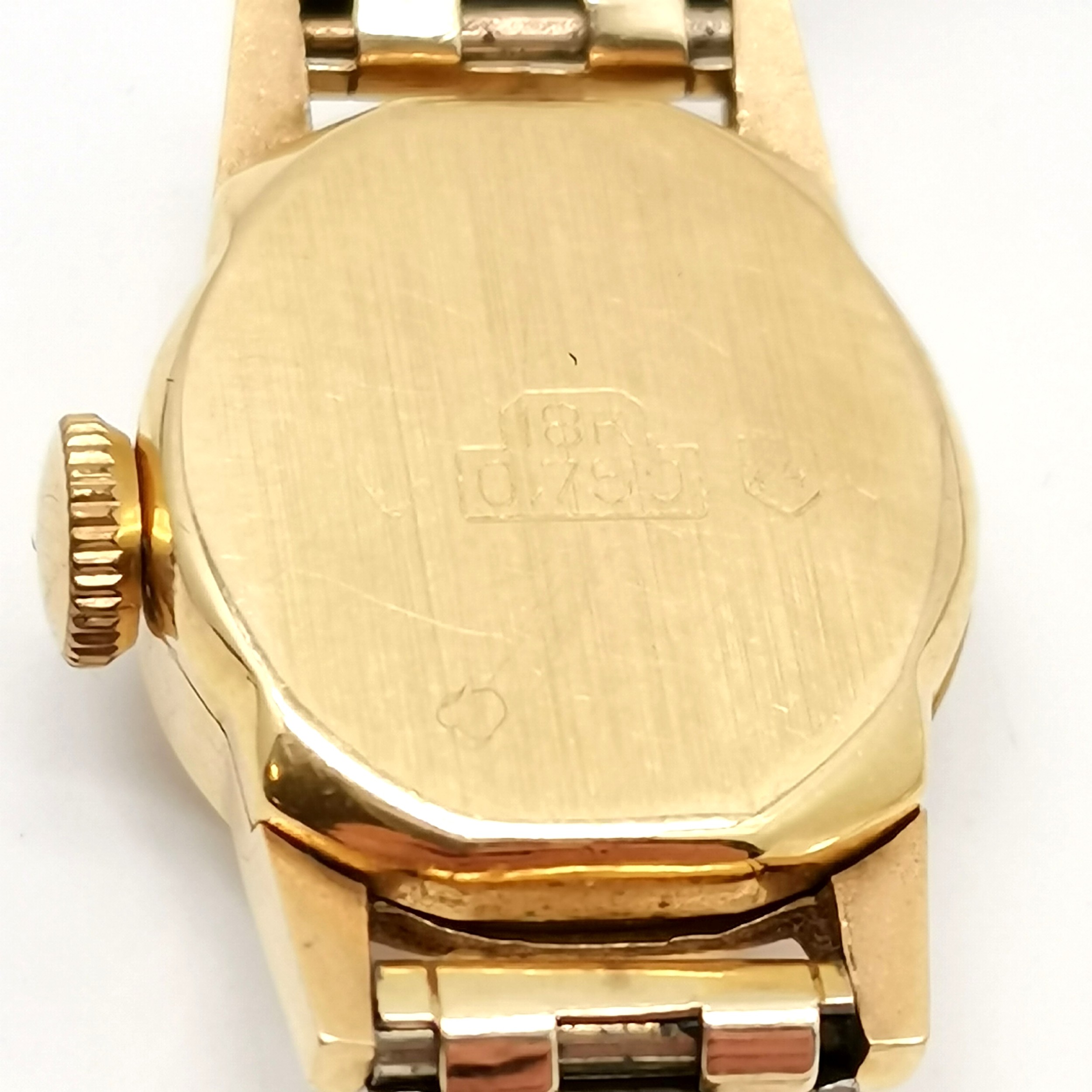 Mudu 18ct marked gold cased automatic ladies wristwatch (14mm case) on a gold plated strap - total - Image 3 of 3