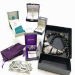 Qty of boxed jewellery inc Kit Heath silver pendant on chain, silver white stone set ring, silver CZ