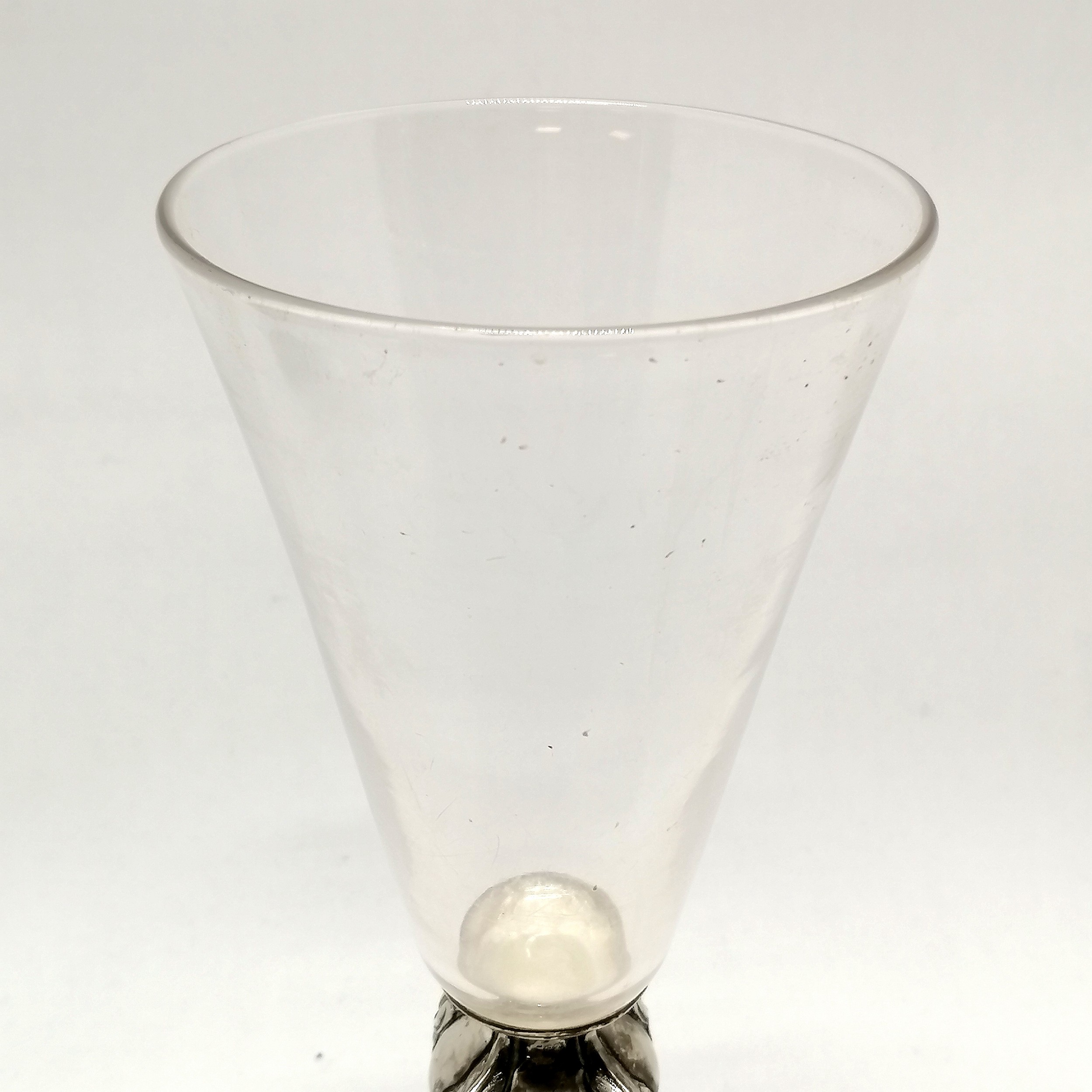 Antique silver plated vessel with antique glass bowl - 25.5cm high ~ has obvious wear - Image 4 of 4