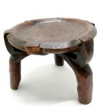 Antique African 3 legged gogo stool (Tanzania) - 31cm diameter x 25cm high & has some surface scuffs