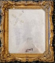 Antique gilt framed mirror - frame 38cm x 42cm & has obvious losses and has later backing