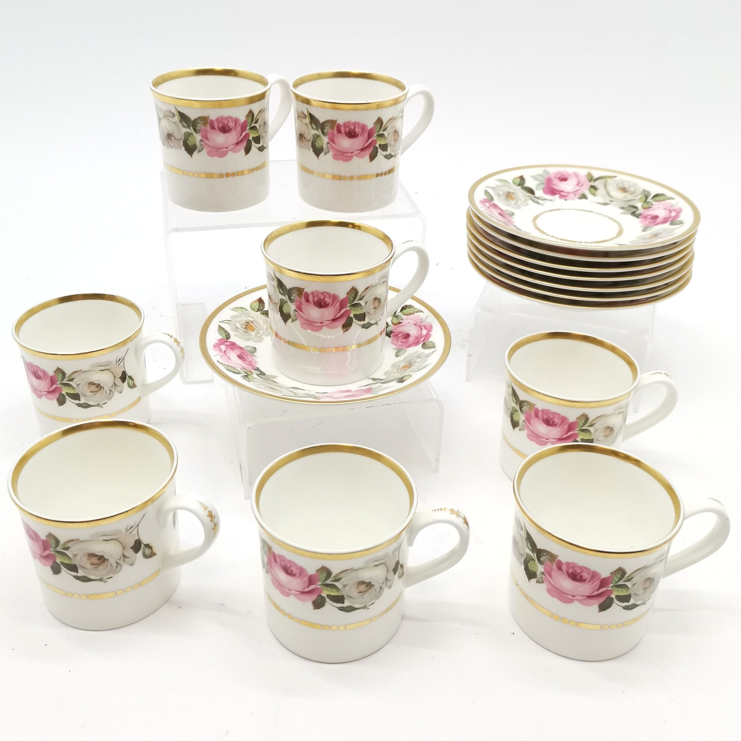 Royal Worcester Royal Garden floral set of 8 x cups / saucers (13cm diameter) ~ no obvious damage - Image 5 of 5