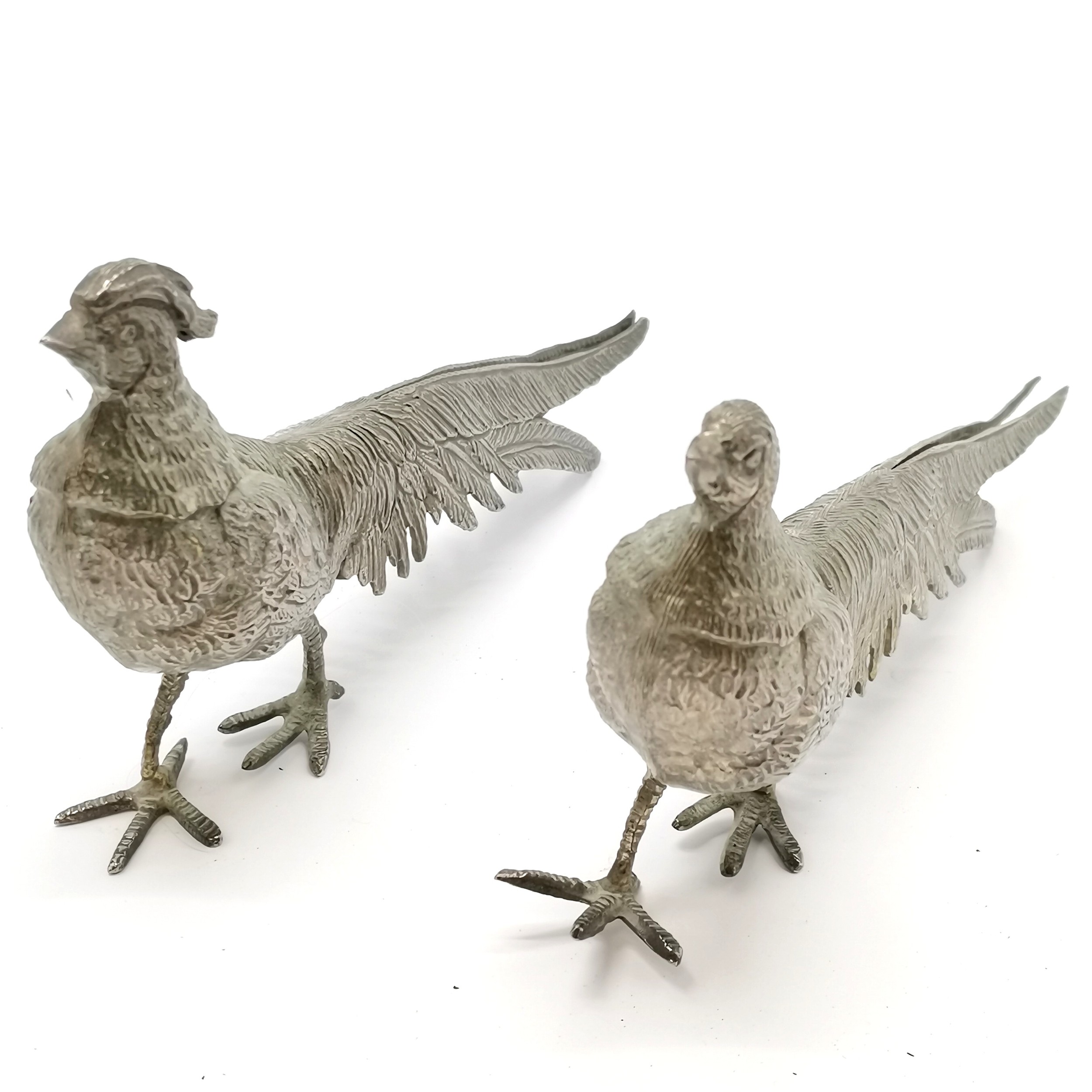 Pair of nickel pheasant table decorations - 28cm - Image 2 of 2