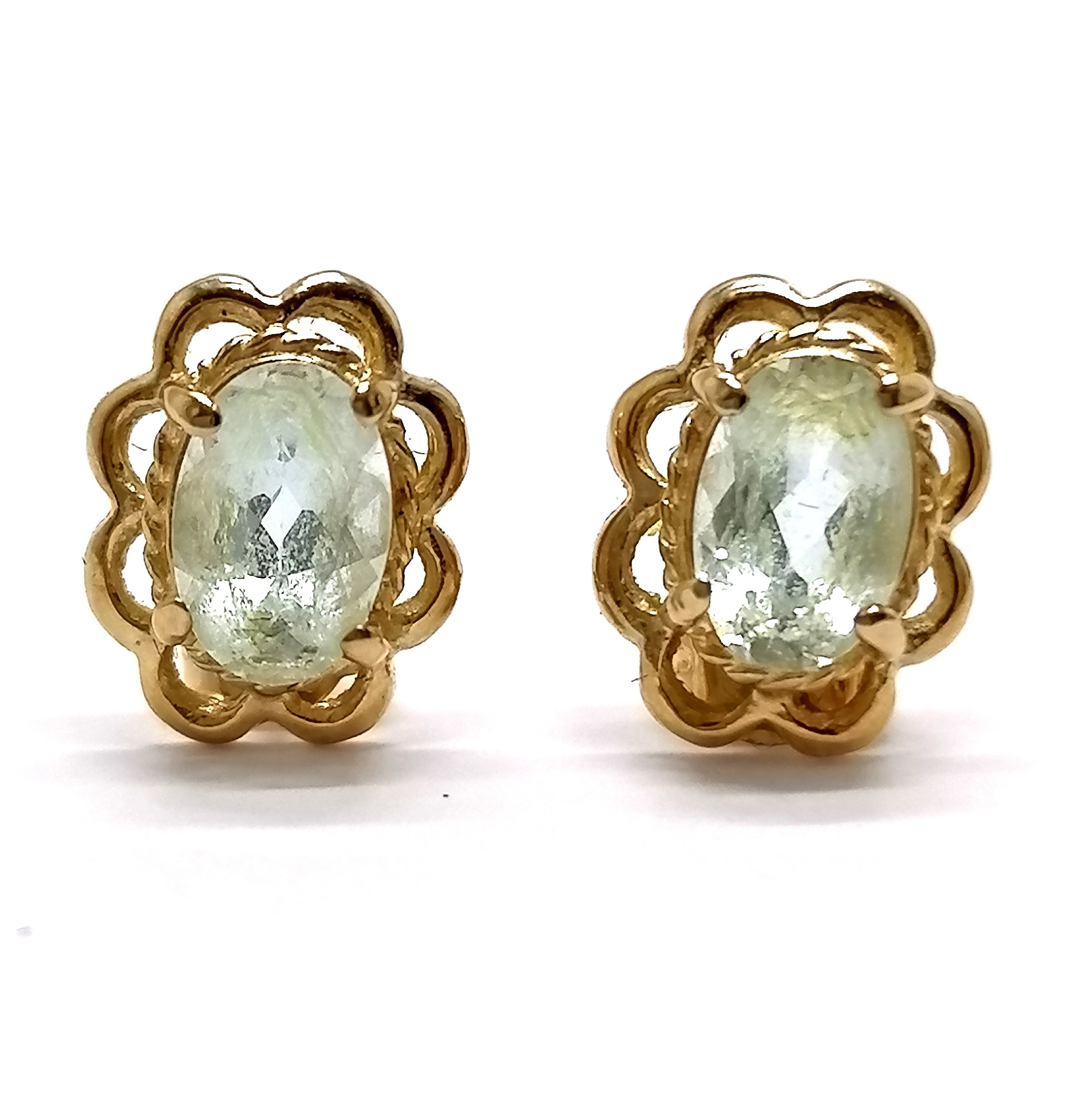 Pair of unmarked gold blue topaz stone set earrings - 1.1g total weight - SOLD ON BEHALF OF THE