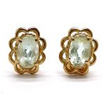 Pair of unmarked gold blue topaz stone set earrings - 1.1g total weight - SOLD ON BEHALF OF THE